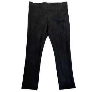 Andrew Marc Faux Suede Pants Women's XL Black Pull On Ankle Stretch Tapered